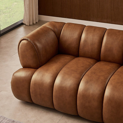 Canapé de luxe Rovan de style milieu de siècle moderne en cuir cognac