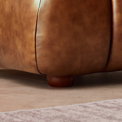 Canapé de luxe Rovan de style milieu de siècle moderne en cuir cognac