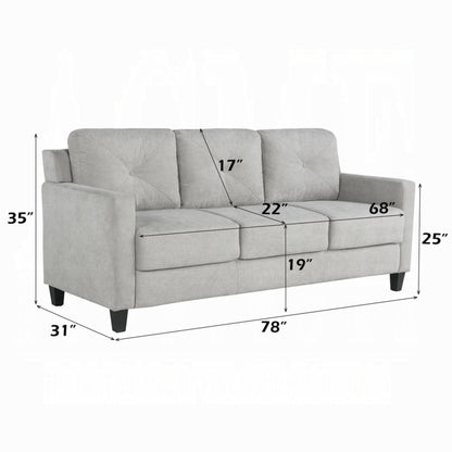 Canapé Royi, accoudoirs à rails, 78 pouces, assise en tissu gris avec dossier capitonné