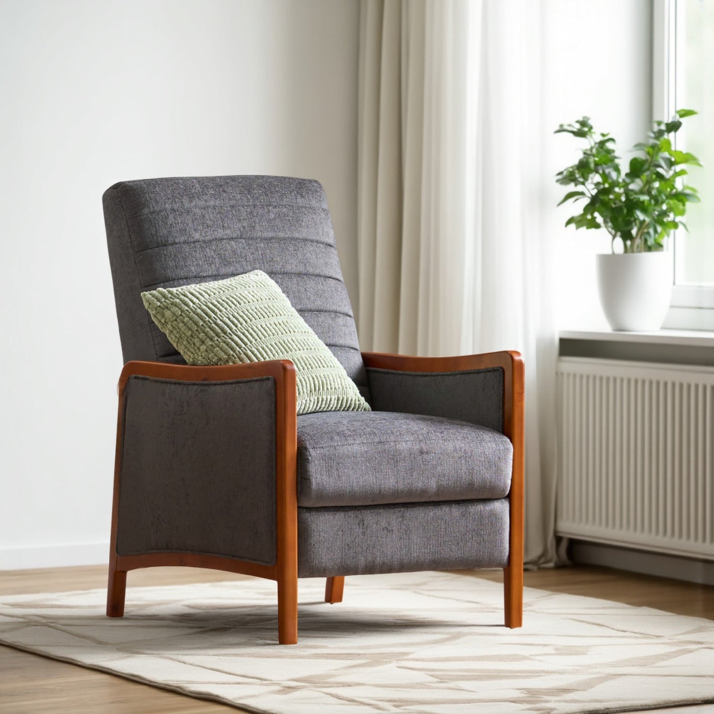 Fauteuil inclinable Ryka, bouleau, coutures grises