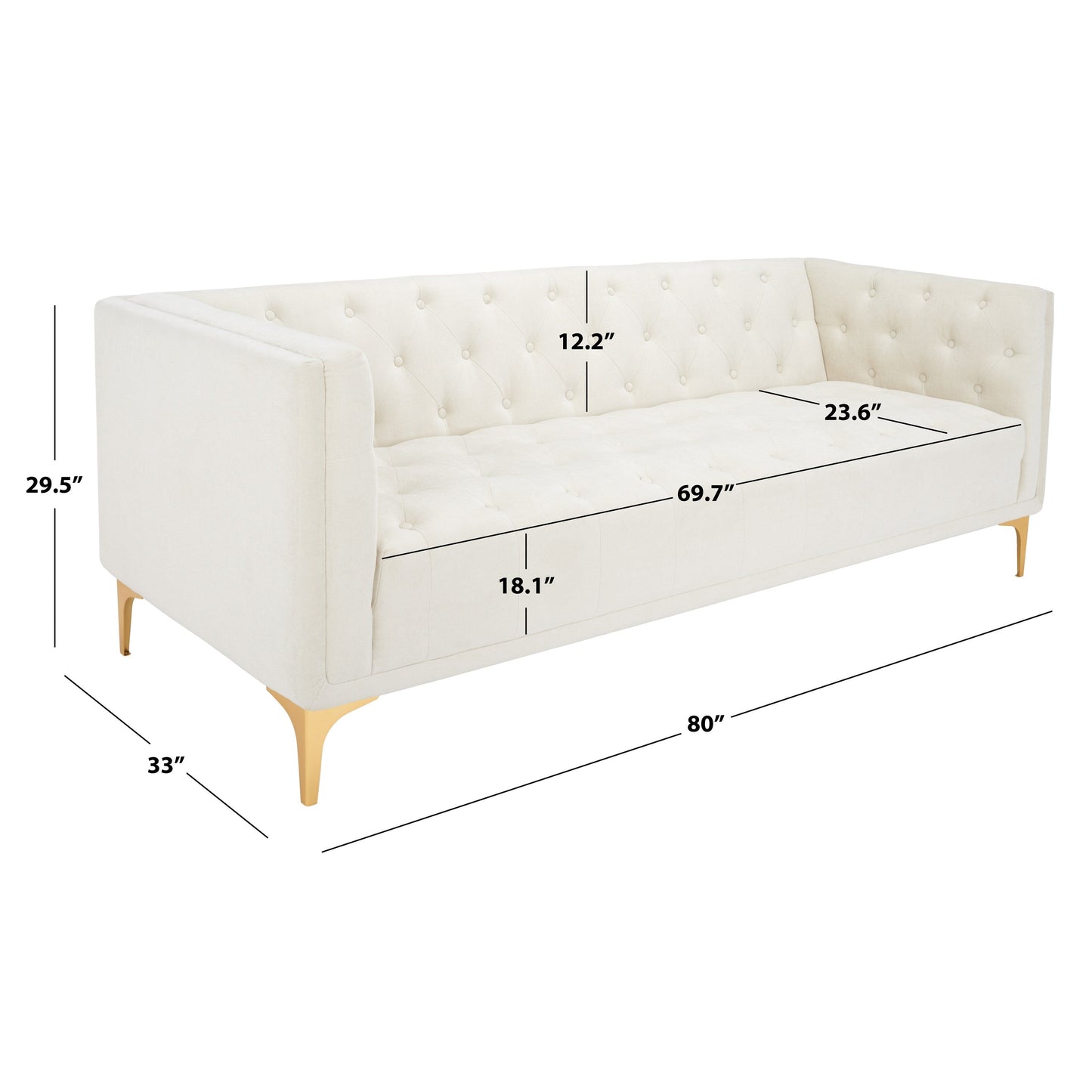 Canapé capitonné SAFAVIEH Couture Florentino - 80 L x 33 P x 30 H