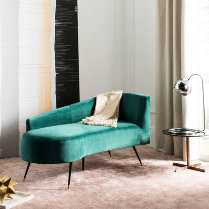 Canapé rétro glamour en velours noir/doré SAFAVIEH Helgrit - 57,5 ​​L x 27 P x 28 H - 58 L x 27 P x 28 H