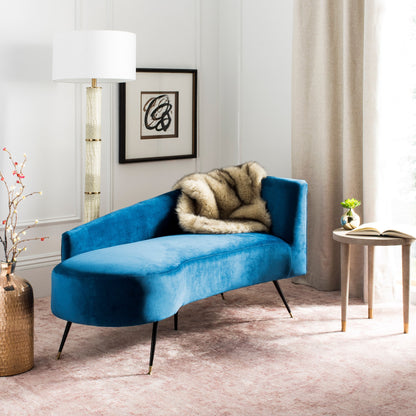 Canapé rétro glamour en velours noir/doré SAFAVIEH Helgrit - 57,5 ​​L x 27 P x 28 H - 58 L x 27 P x 28 H