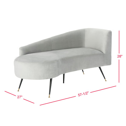 Canapé rétro glamour en velours noir/doré SAFAVIEH Helgrit - 57,5 ​​L x 27 P x 28 H - 58 L x 27 P x 28 H