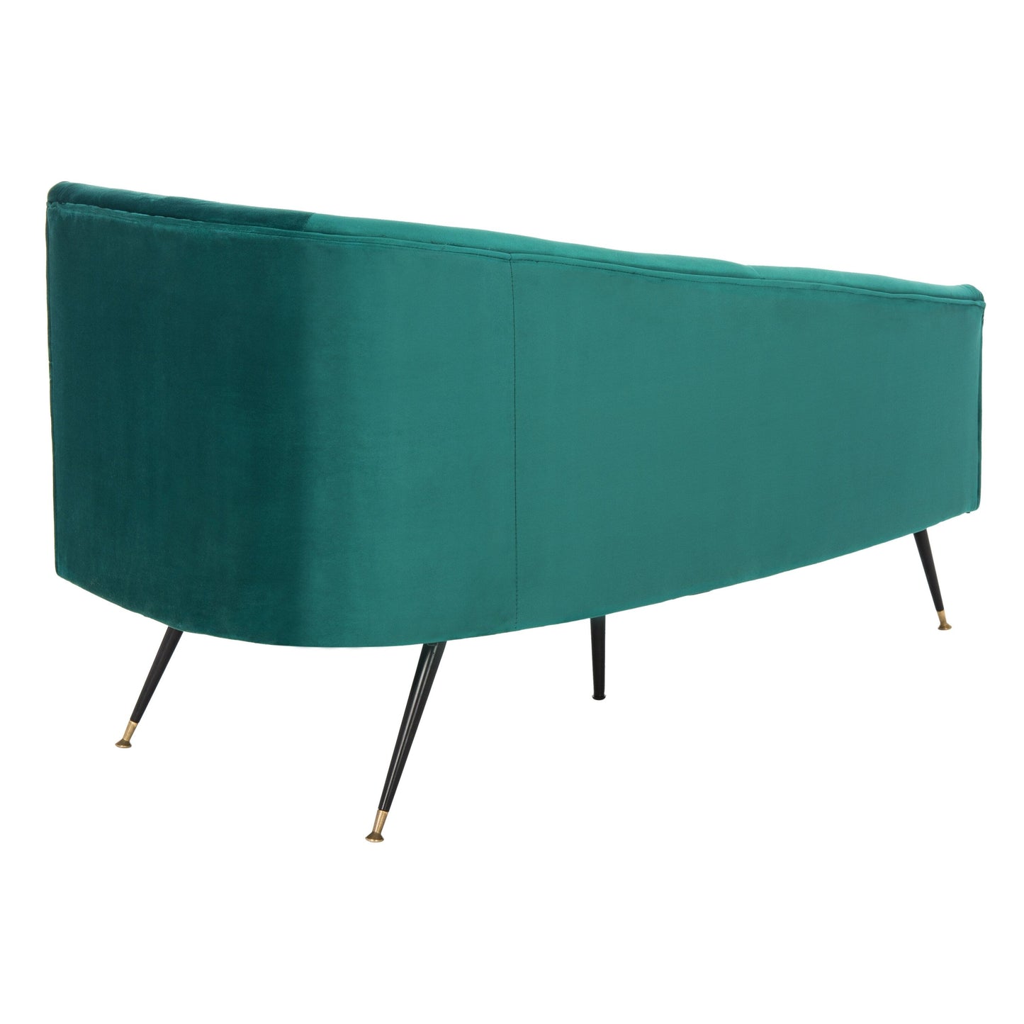 Canapé rétro glamour en velours noir/doré SAFAVIEH Helgrit - 57,5 ​​L x 27 P x 28 H - 58 L x 27 P x 28 H