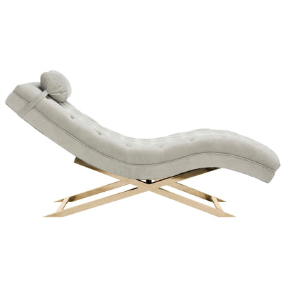 Chaise longue SAFAVIEH Monroe gris/doré avec coussin rond - 65' x 23' x 33'