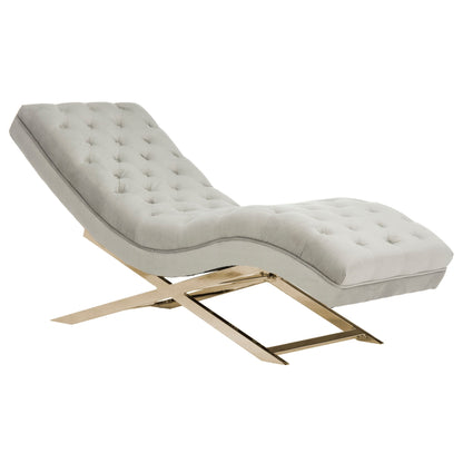 Chaise longue SAFAVIEH Monroe gris/doré avec coussin rond - 65' x 23' x 33'