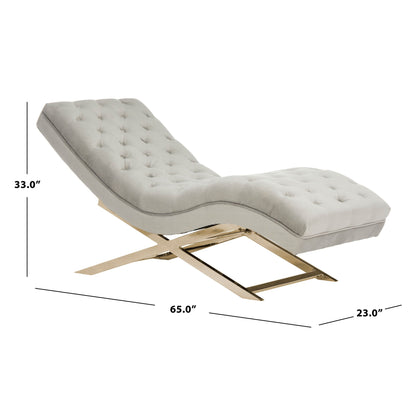 Chaise longue SAFAVIEH Monroe gris/doré avec coussin rond - 65' x 23' x 33'