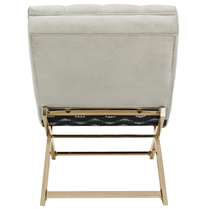 Chaise longue SAFAVIEH Monroe gris/doré avec coussin rond - 65' x 23' x 33'