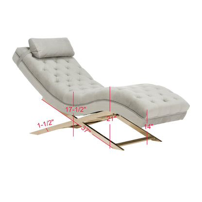 Chaise longue SAFAVIEH Monroe gris/doré avec coussin rond - 65' x 23' x 33'