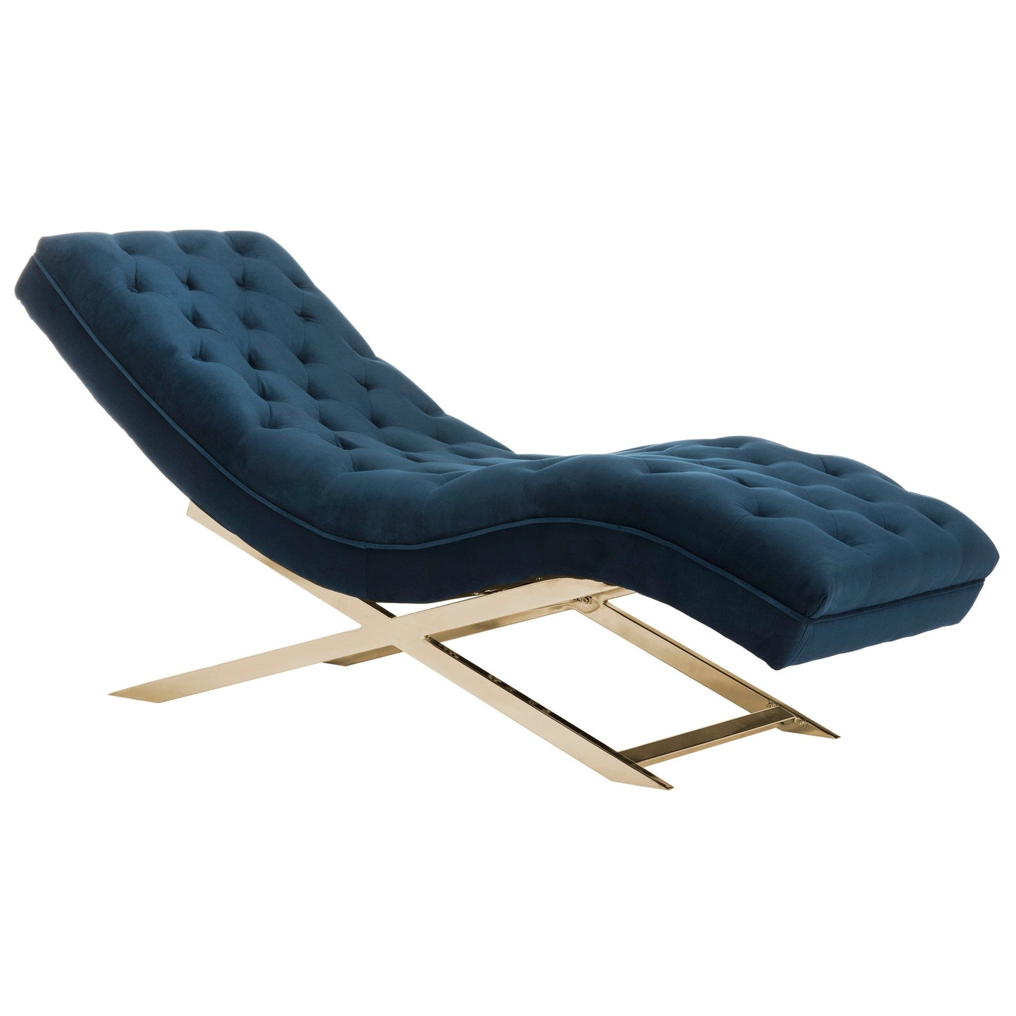 Chaise longue SAFAVIEH Monroe bleu marine/doré avec coussin rond - 65' x 23' x 33'
