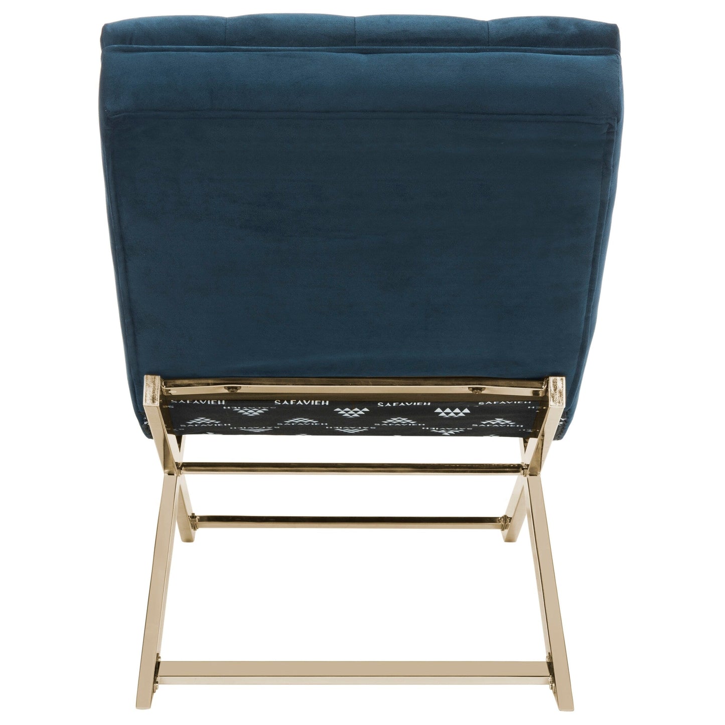 Chaise longue SAFAVIEH Monroe bleu marine/doré avec coussin rond - 65' x 23' x 33'