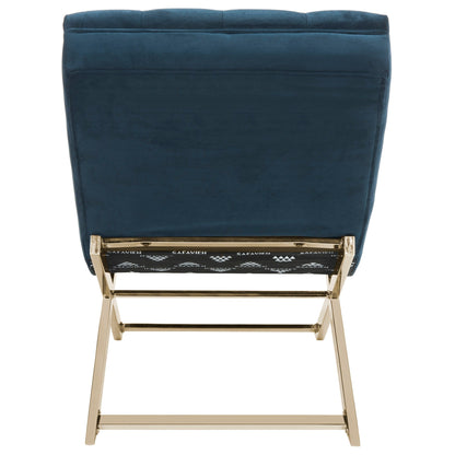 Chaise longue SAFAVIEH Monroe bleu marine/doré avec coussin rond - 65' x 23' x 33'