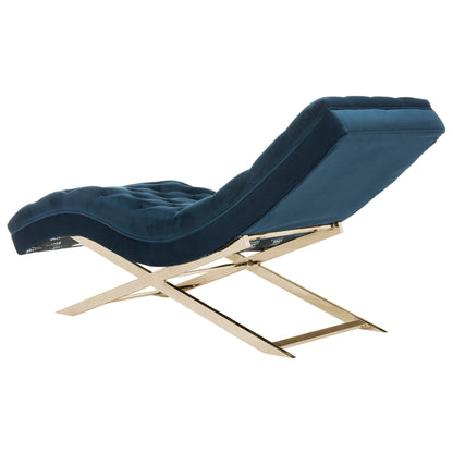 Chaise longue SAFAVIEH Monroe bleu marine/doré avec coussin rond - 65' x 23' x 33'