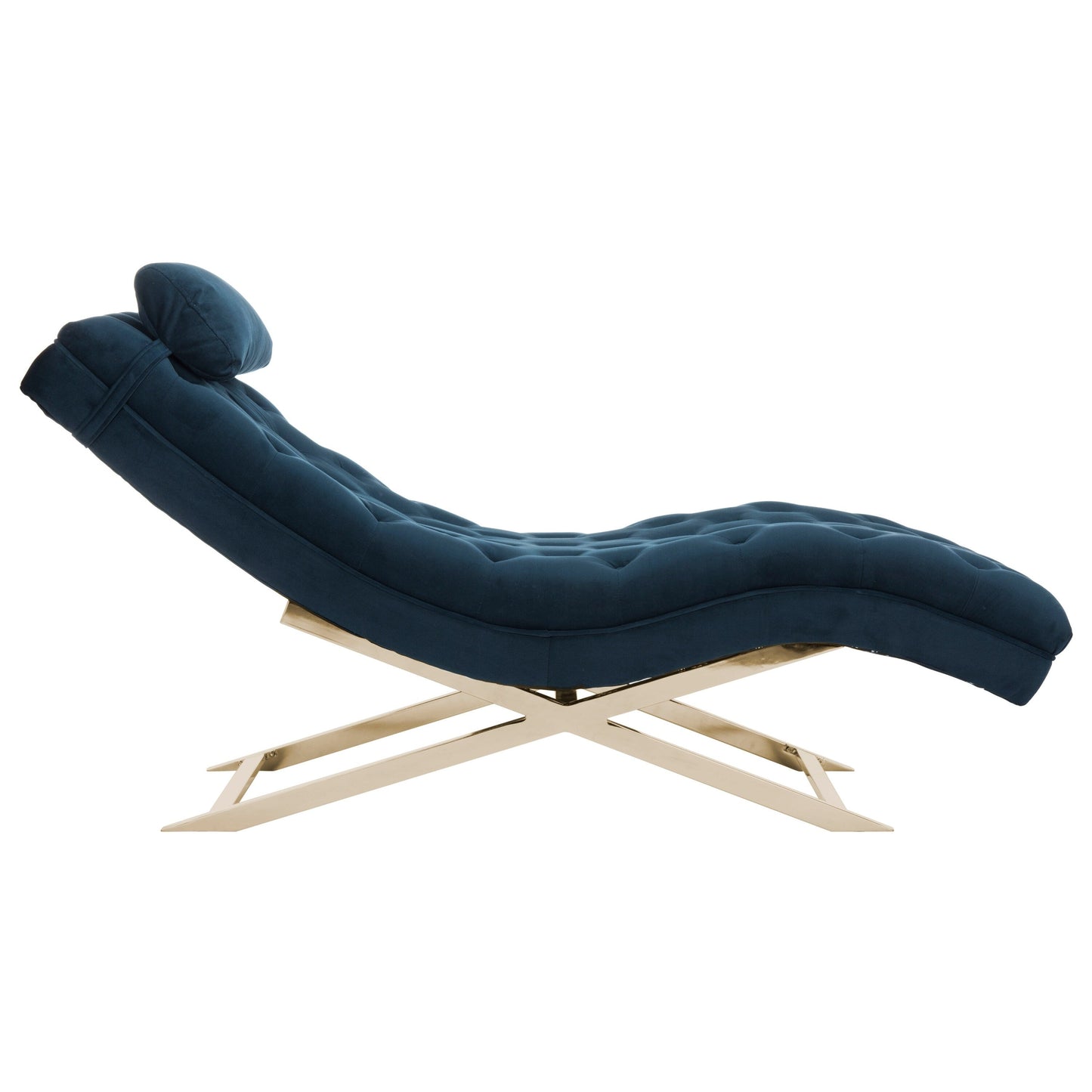 Chaise longue SAFAVIEH Monroe bleu marine/doré avec coussin rond - 65' x 23' x 33'