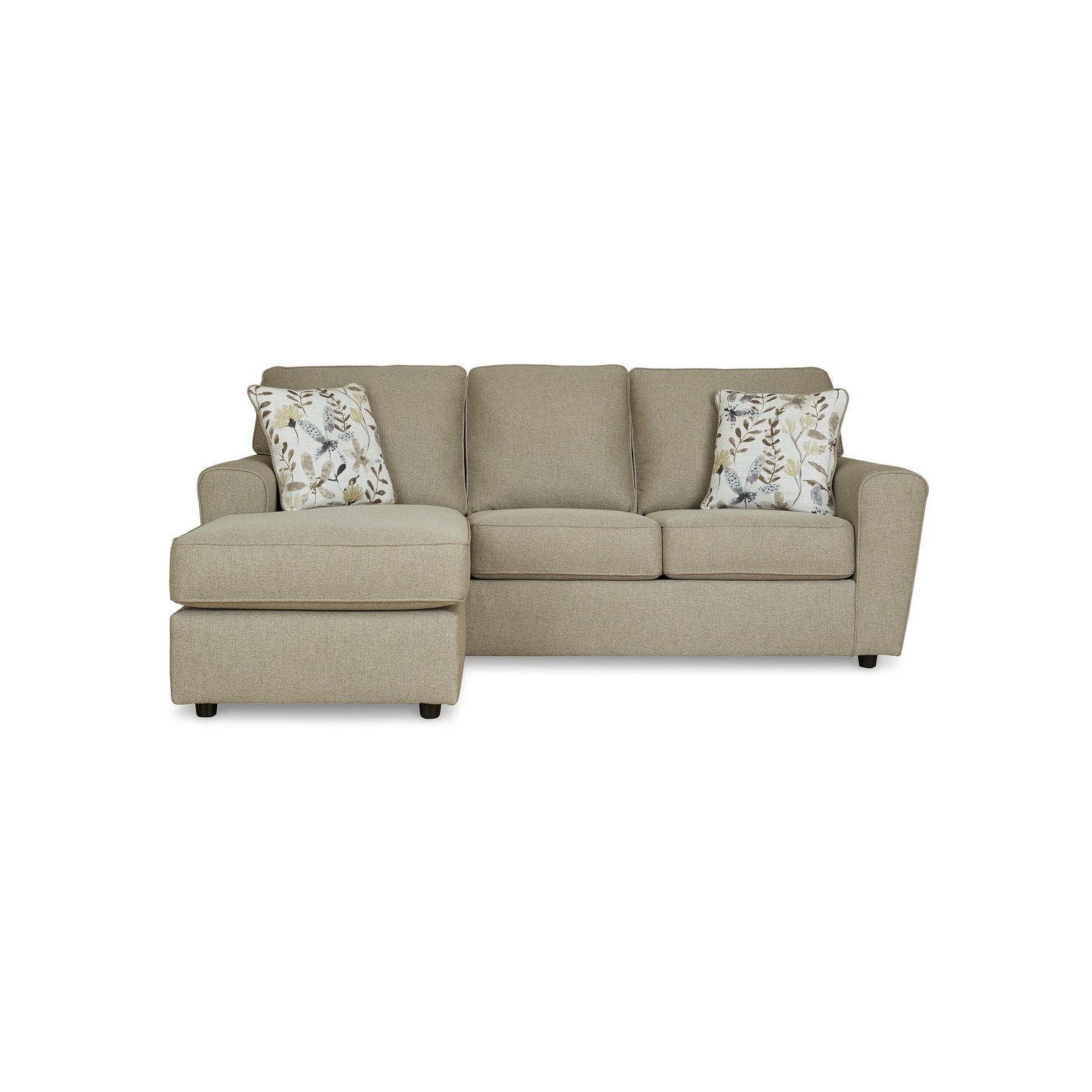 Canapé méridienne Saash, 86 pouces, 2 coussins décoratifs, polyester beige galet