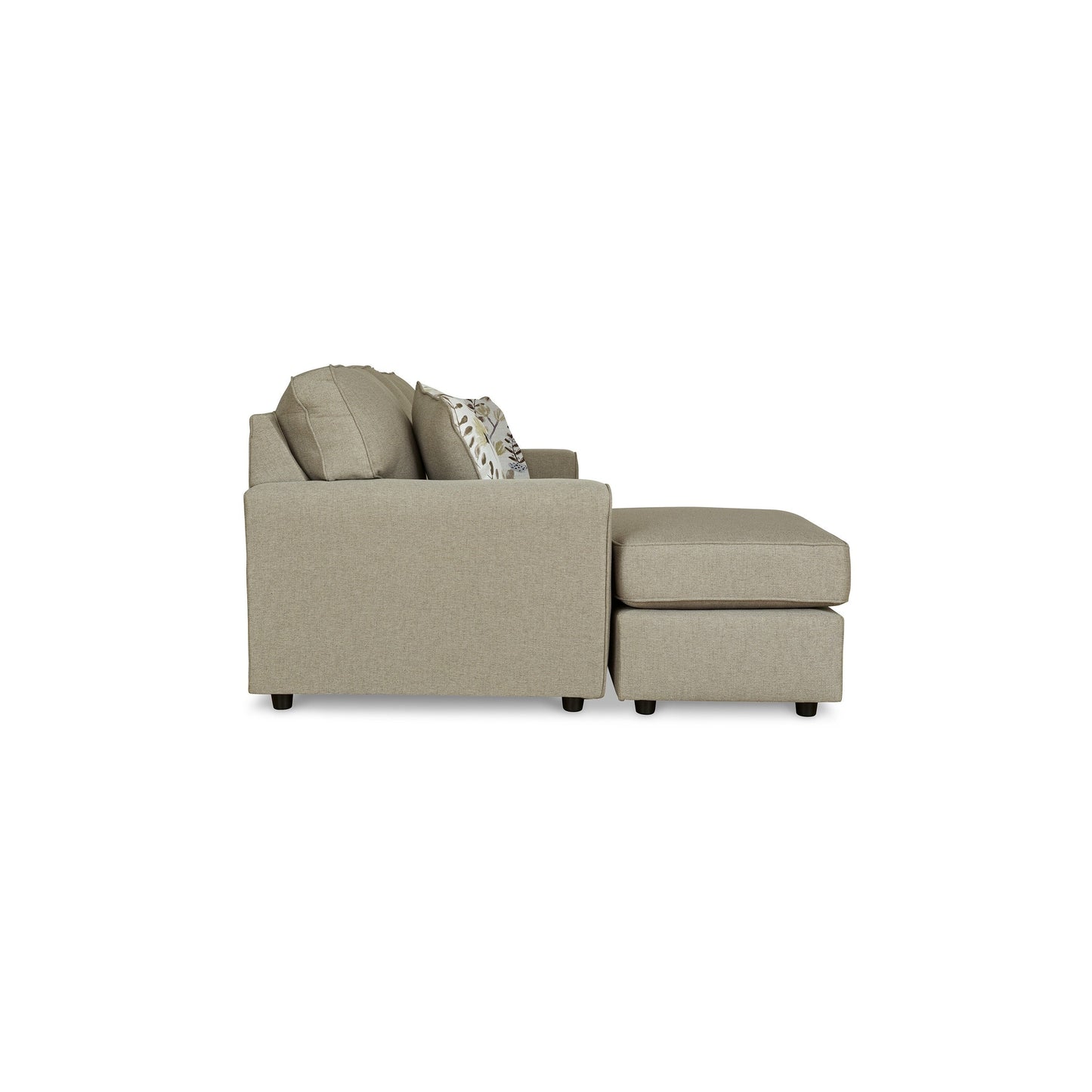 Canapé méridienne Saash, 86 pouces, 2 coussins décoratifs, polyester beige galet