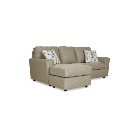 Canapé méridienne Saash, 86 pouces, 2 coussins décoratifs, polyester beige galet