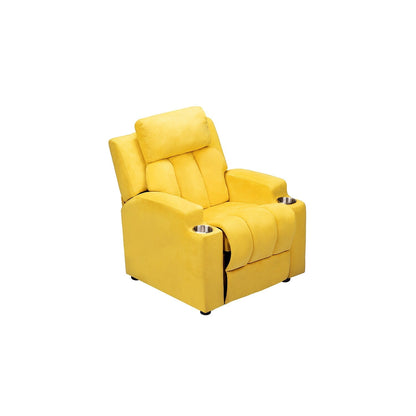 Fauteuil inclinable de luxe pour enfants avec repose-pieds, appui-tête et 2 porte-gobelets Fauteuil inclinable en microfibre pour enfants de 3 ans et plus