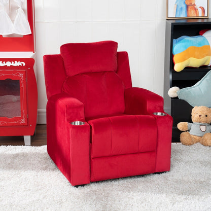Fauteuil inclinable de luxe pour enfants avec repose-pieds, appui-tête et 2 porte-gobelets Fauteuil inclinable en microfibre pour enfants de 3 ans et plus
