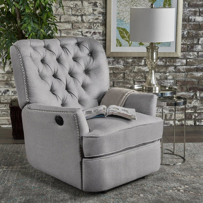 Fauteuil inclinable électrique en tissu capitonné Salomo par Christopher Knight Home