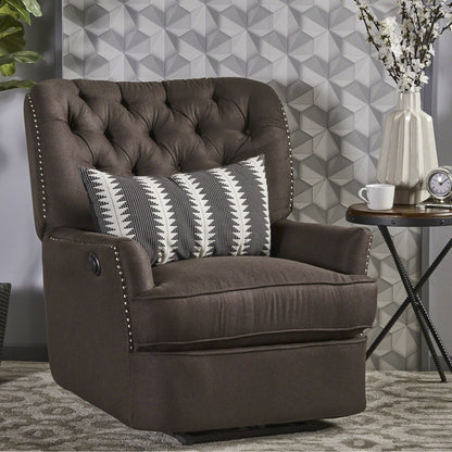 Fauteuil inclinable électrique en tissu capitonné Salomo par Christopher Knight Home