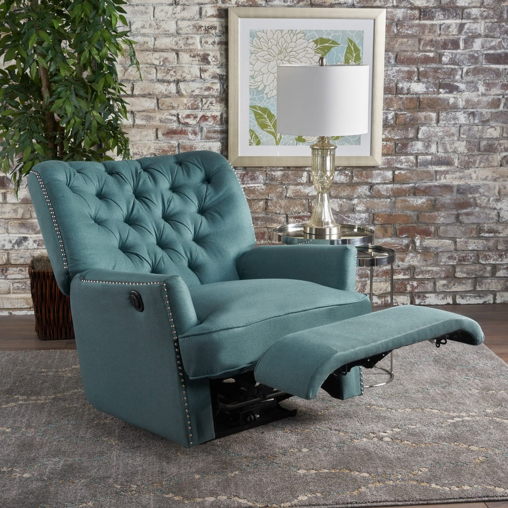 Fauteuil inclinable électrique en tissu capitonné Salomo par Christopher Knight Home