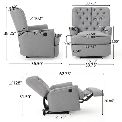 Fauteuil inclinable électrique en tissu capitonné Salomo par Christopher Knight Home