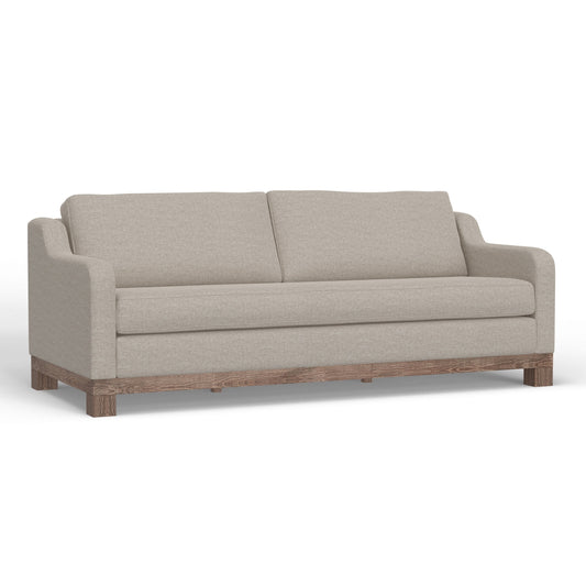 Canapé Sama, 2 coussins, 230 cm, assise style banc, polyester beige clair