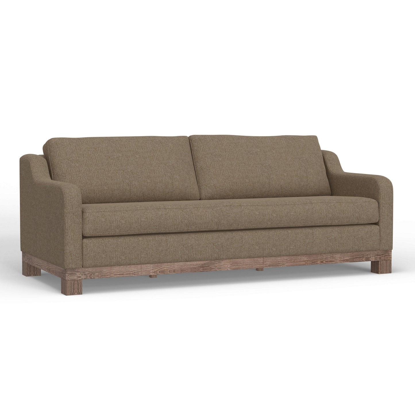 Canapé Sama, 2 coussins, 230 cm, assise style banc, polyester marron clair