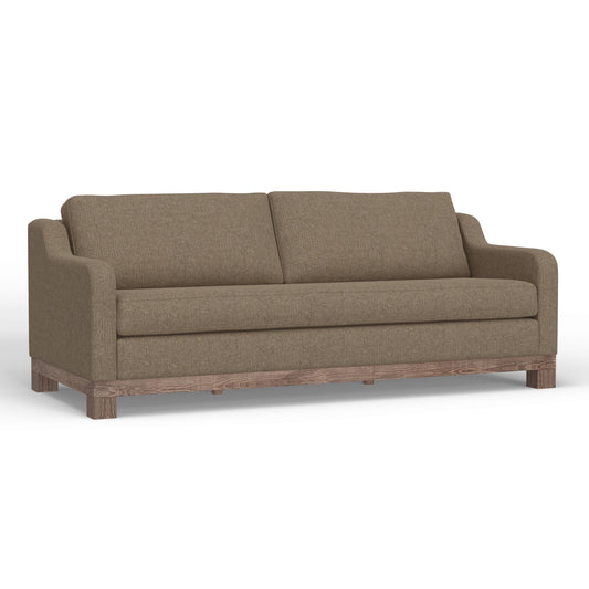Canapé Sama, 2 coussins, 230 cm, assise style banc, polyester marron clair