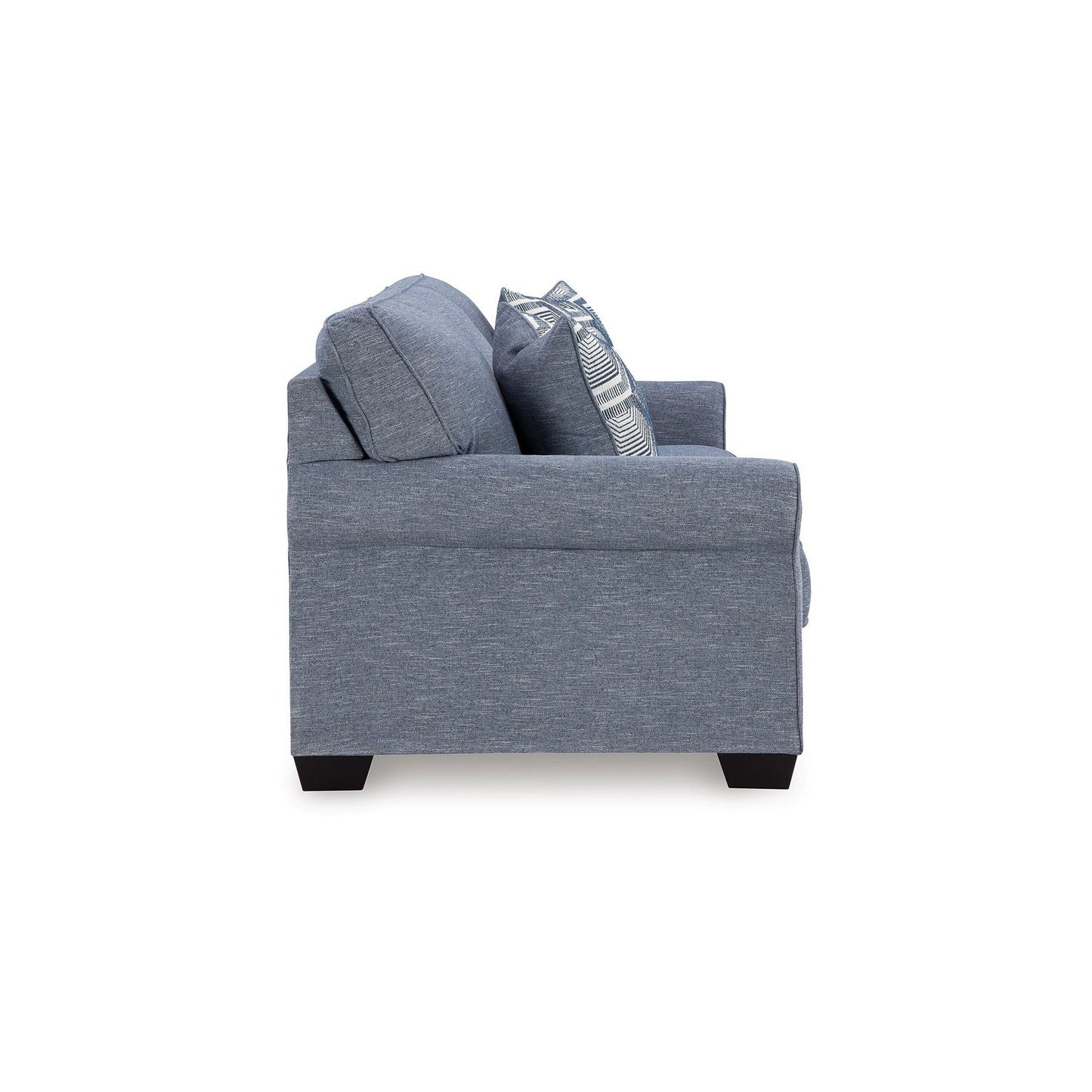 Canapé-lit Sano Queen, polyester bleu, 2 coussins décoratifs, 223 cm