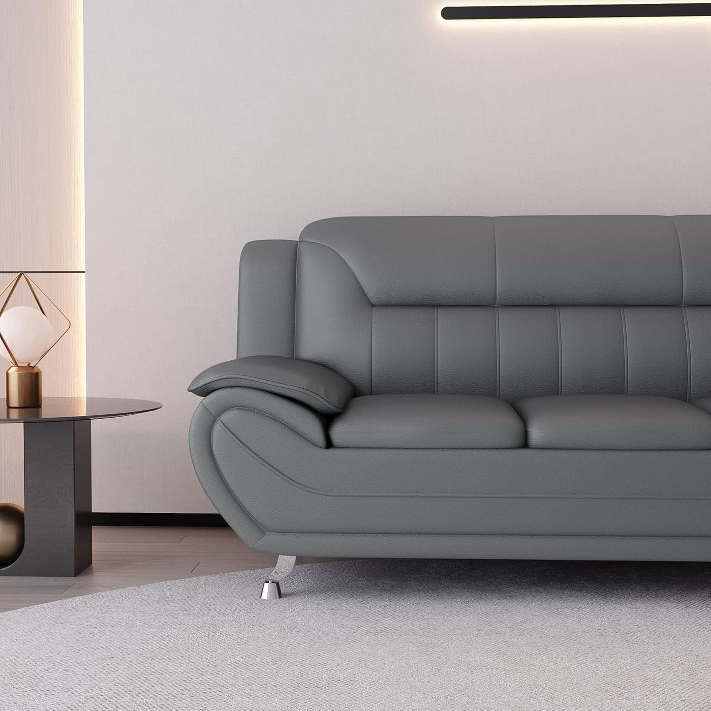 Canapé Sanuel 79.2 en similicuir avec accoudoirs coussinés