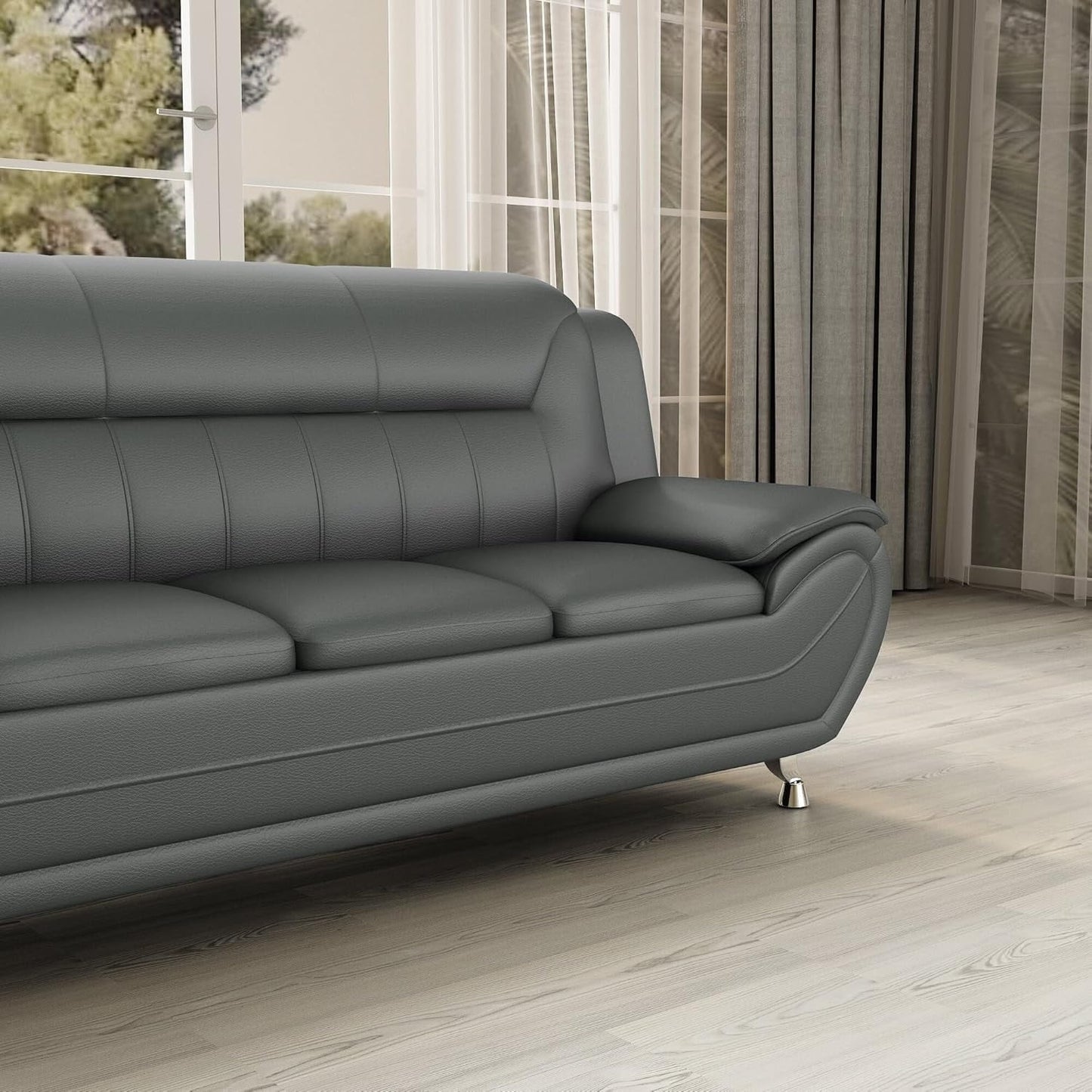 Canapé Sanuel 79.2 en similicuir avec accoudoirs coussinés