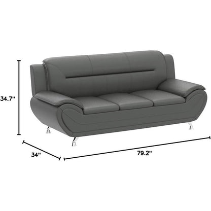 Canapé Sanuel 79.2 en similicuir avec accoudoirs coussinés