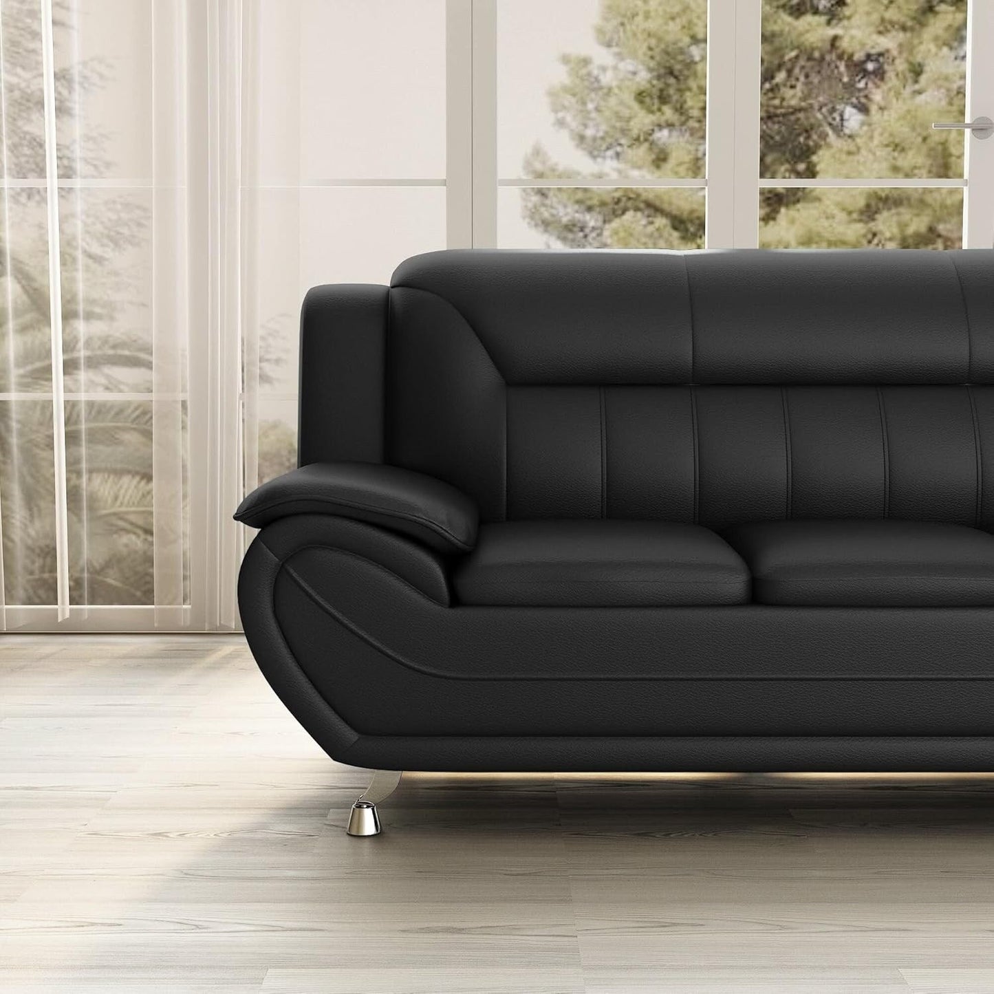 Canapé Sanuel 79.2 en similicuir avec accoudoirs coussinés