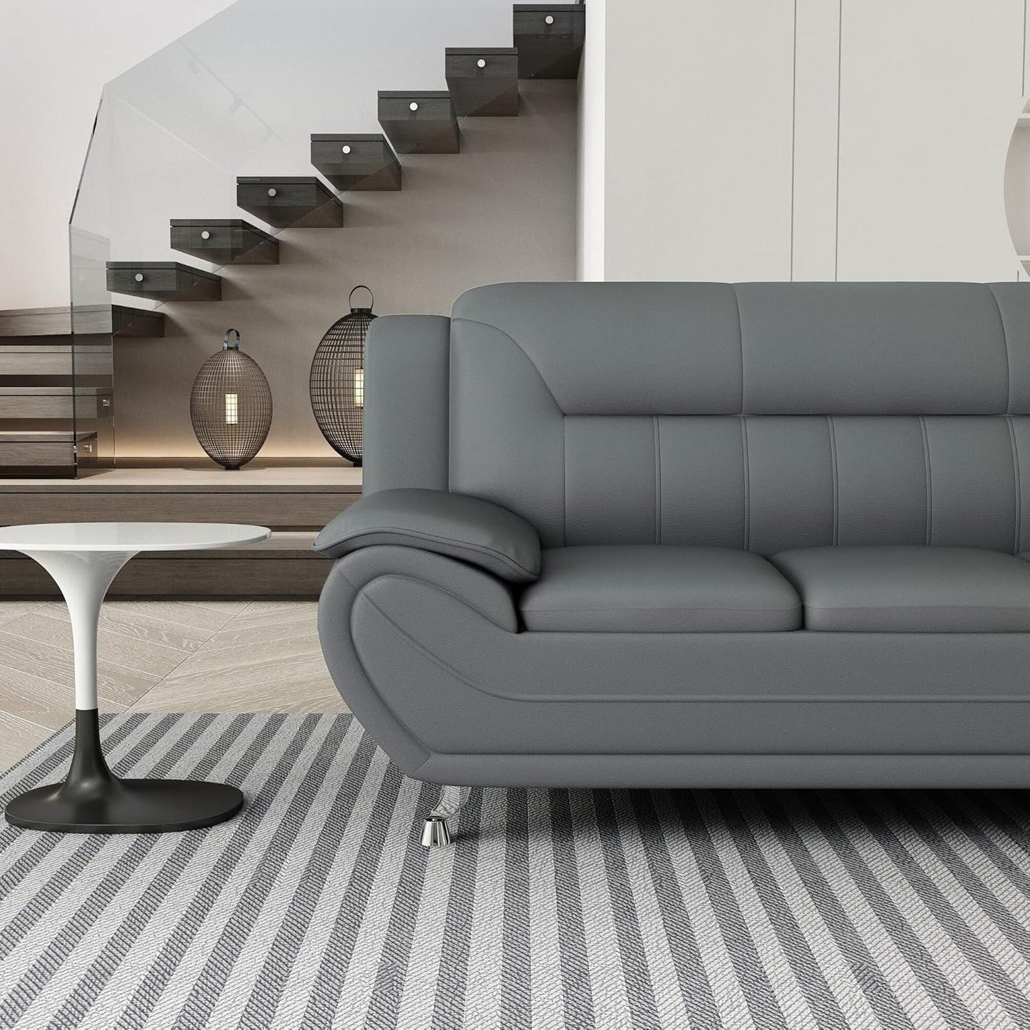 Canapé Sanuel 79.2 en similicuir avec accoudoirs coussinés