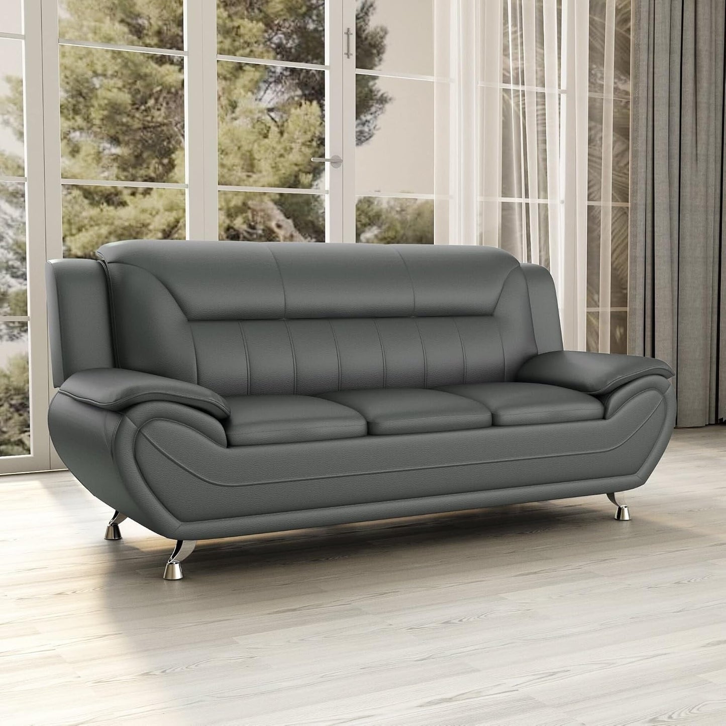 Canapé Sanuel 79.2 en similicuir avec accoudoirs coussinés