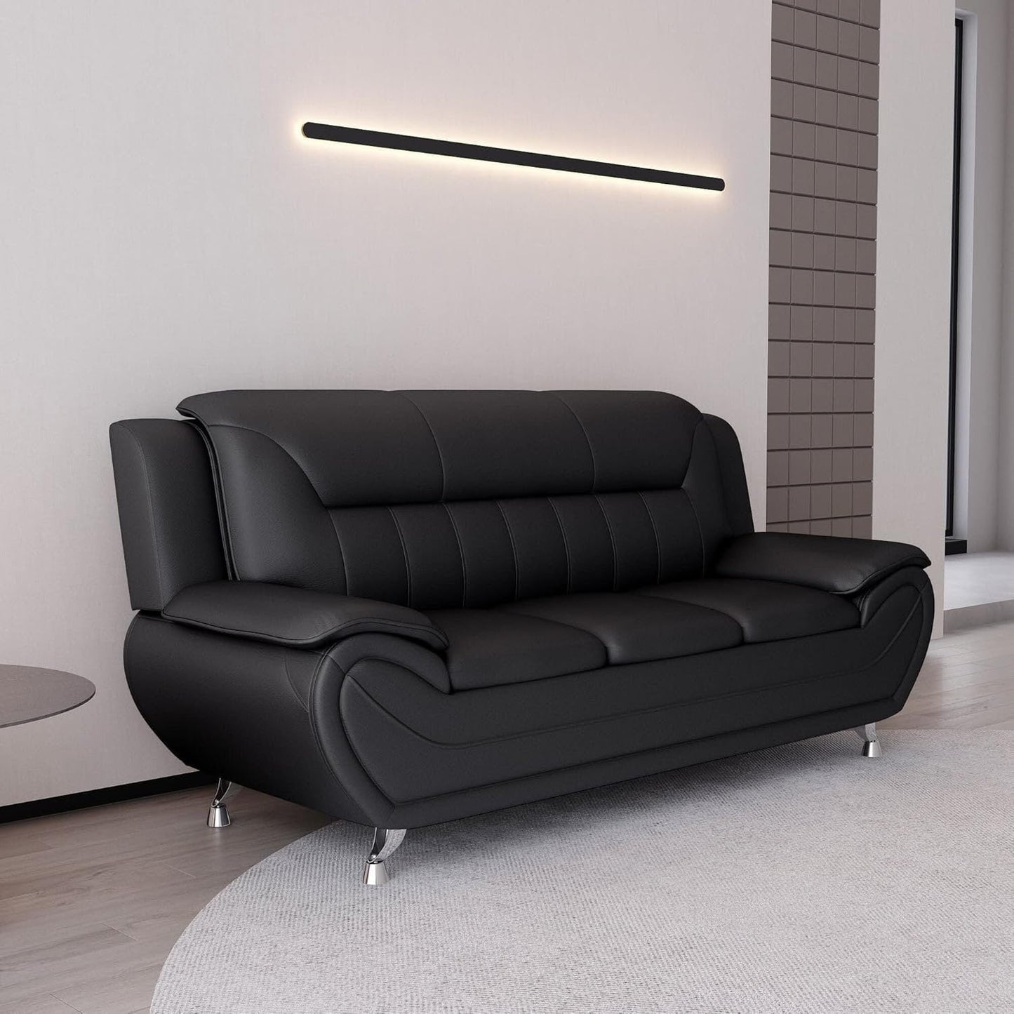 Canapé Sanuel 79.2 en similicuir avec accoudoirs coussinés