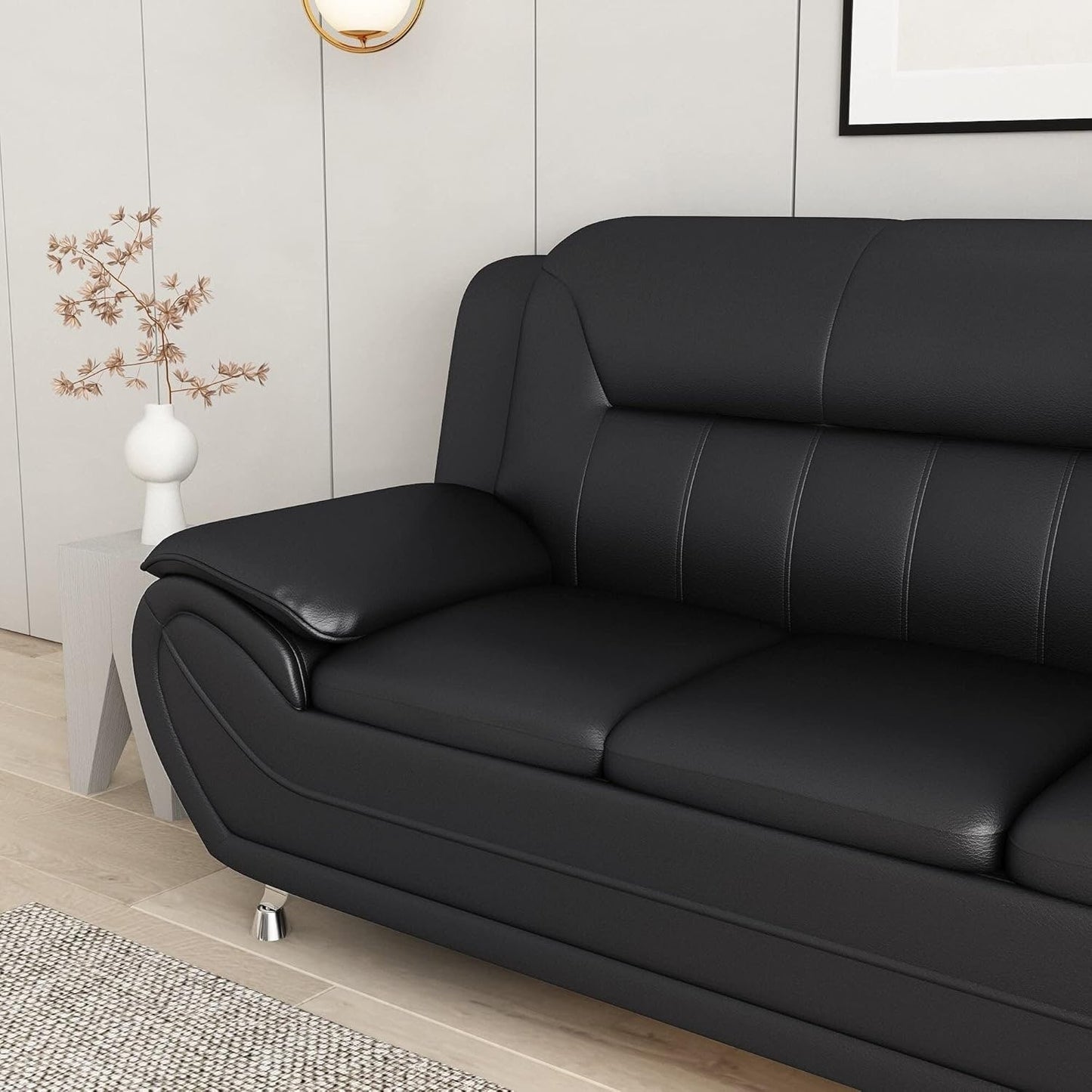 Canapé Sanuel 79.2 en similicuir avec accoudoirs coussinés