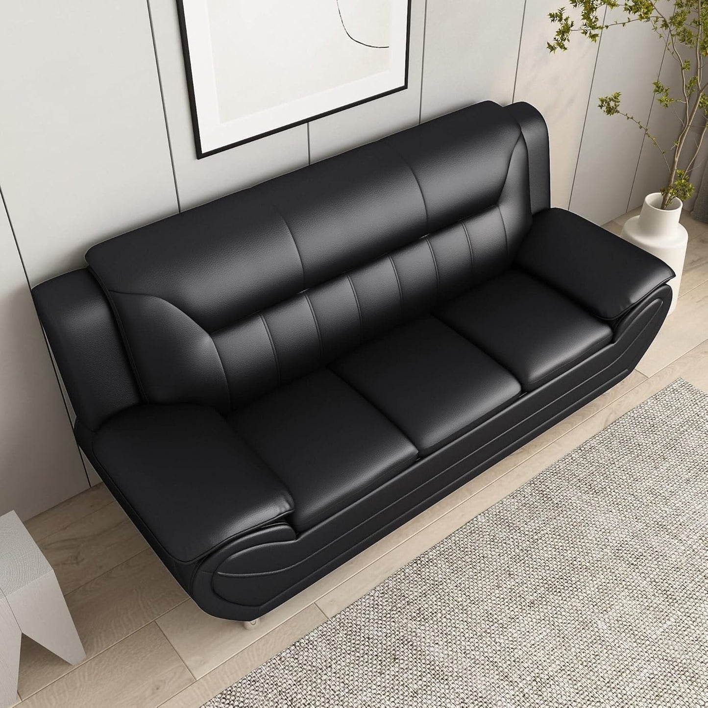 Canapé Sanuel 79.2 en similicuir avec accoudoirs coussinés