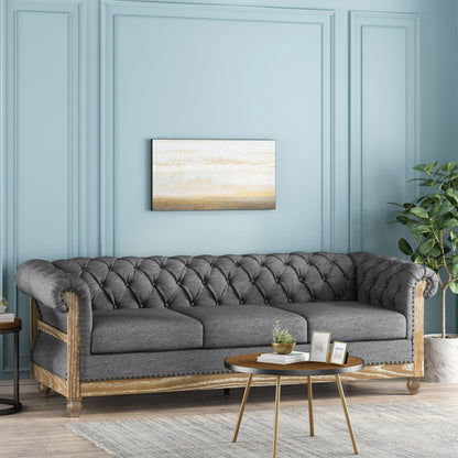 Canapé Chesterfield Saragus avec bordure cloutée par Christopher Knight Home - 85,50 L x 33,25 l x 28,50 H