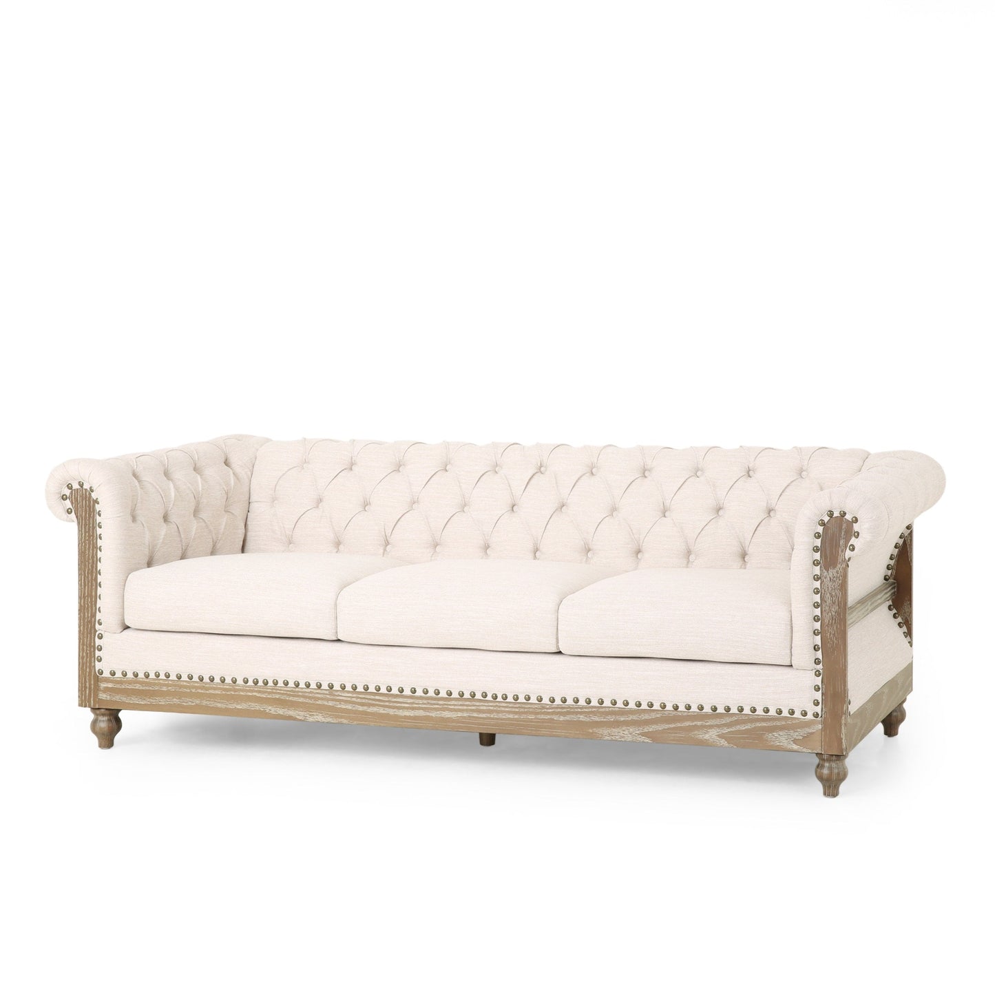 Canapé Chesterfield Saragus avec bordure cloutée par Christopher Knight Home - 85,50 L x 33,25 l x 28,50 H