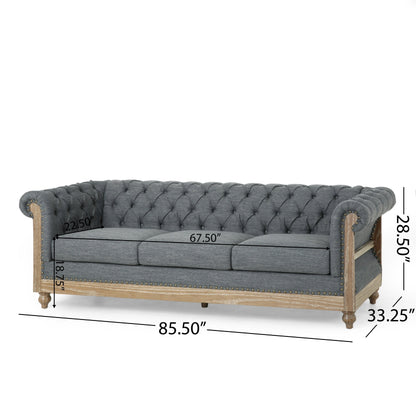 Canapé Chesterfield Saragus avec bordure cloutée par Christopher Knight Home - 85,50 L x 33,25 l x 28,50 H
