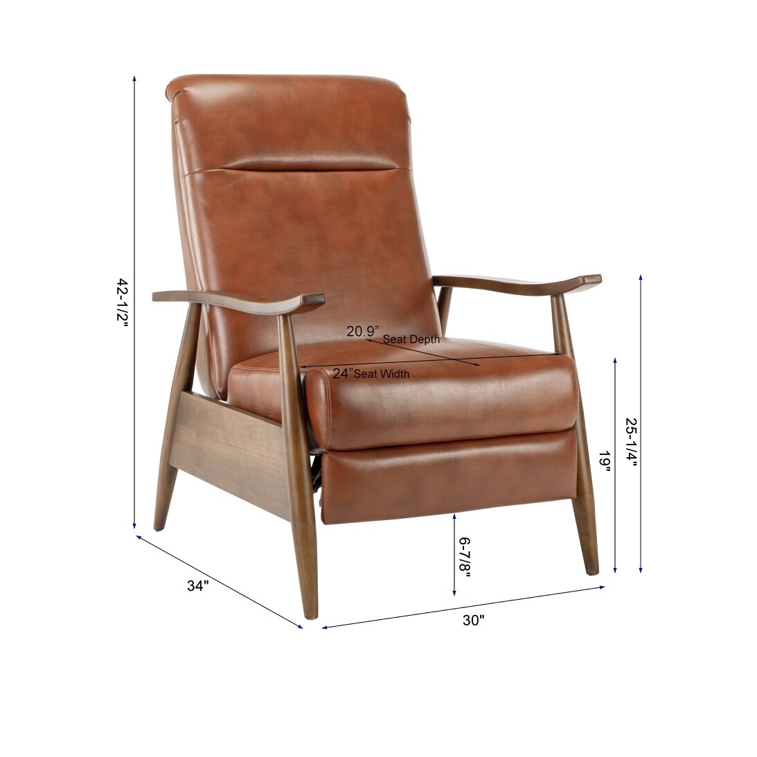 Fauteuil inclinable à accoudoirs en bois Sarasota - Caramel