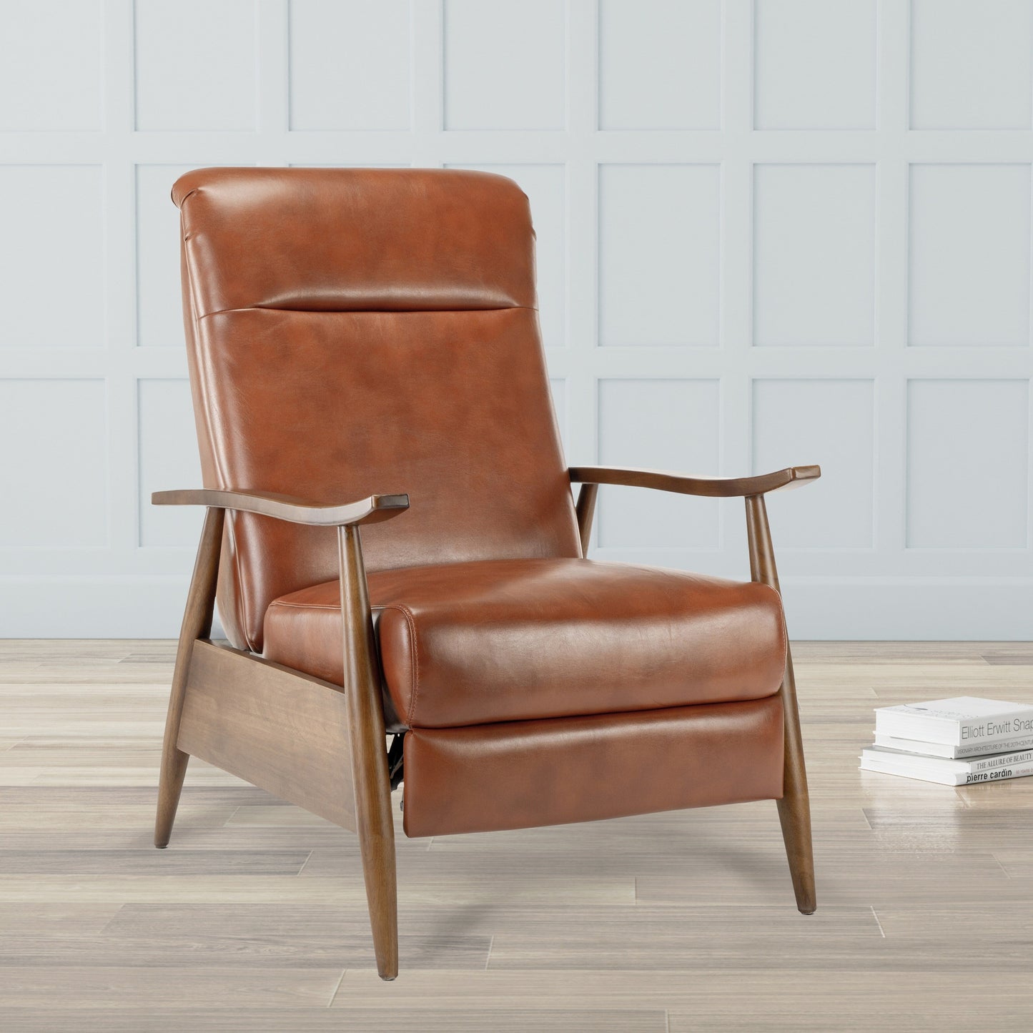 Fauteuil inclinable à accoudoirs en bois Sarasota - Caramel