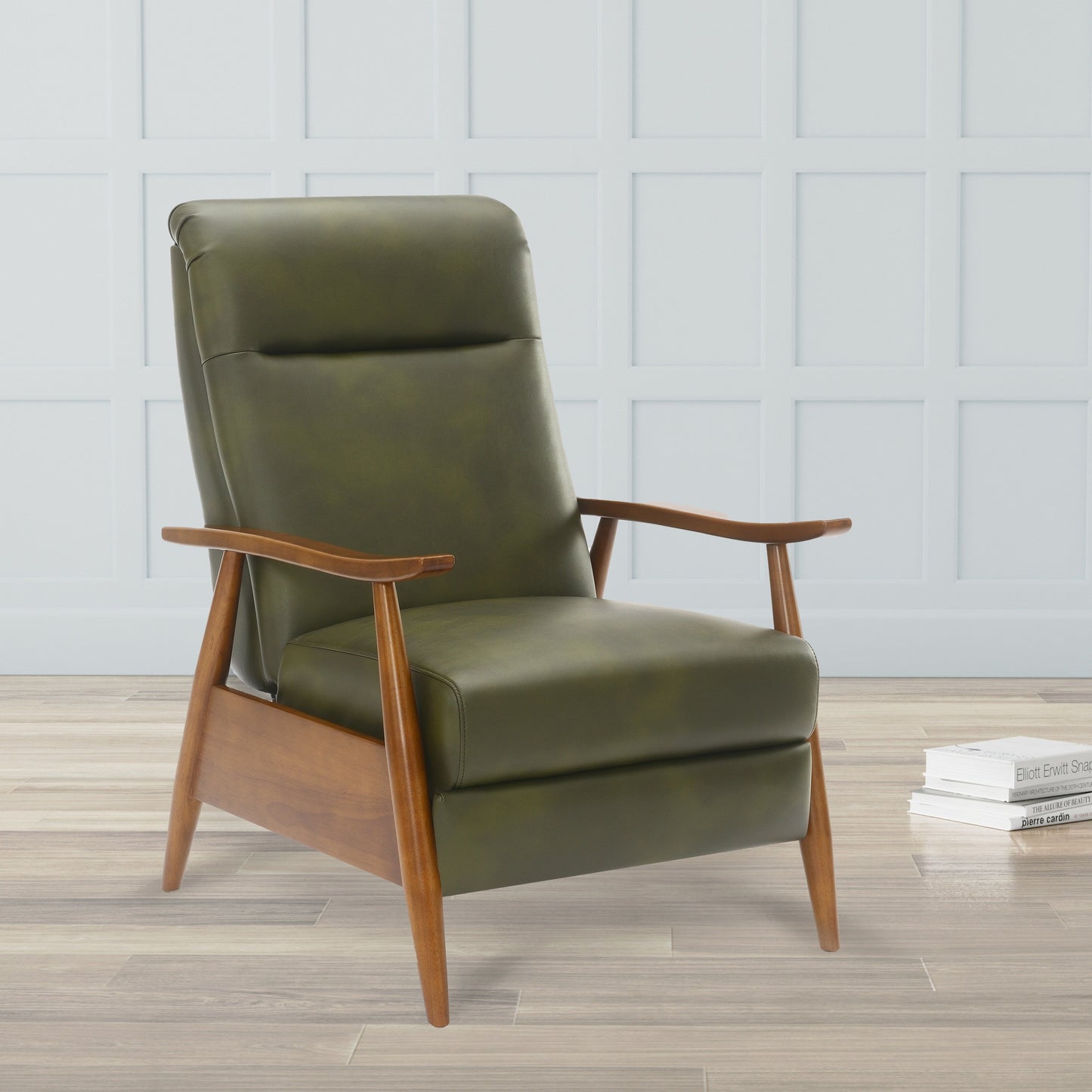 Fauteuil inclinable Sarasota en bois avec accoudoirs - Vert fougère