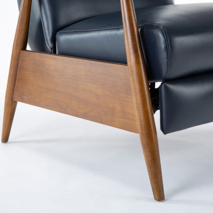 Fauteuil inclinable Sarasota en bois avec accoudoirs et dossier relevable - Bleu nuit