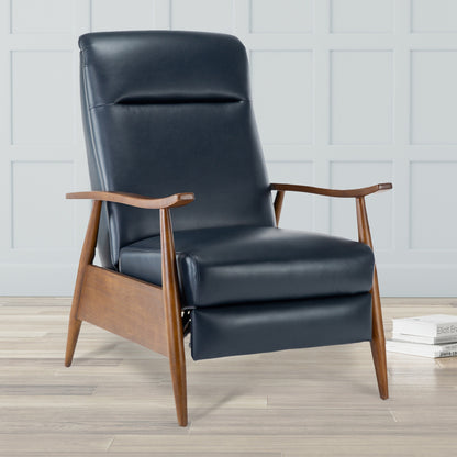 Fauteuil inclinable Sarasota en bois avec accoudoirs et dossier relevable - Bleu nuit