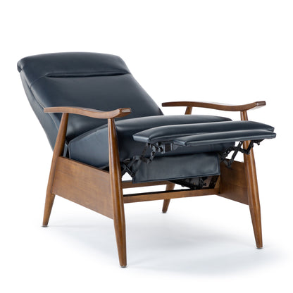 Fauteuil inclinable Sarasota en bois avec accoudoirs et dossier relevable - Bleu nuit